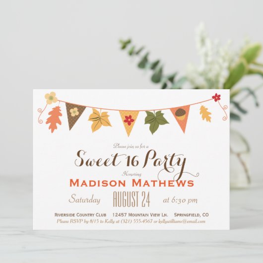 秋カラー離れズバンティンスウィート16バースデーパーティー 招待状 (スタンド正面)