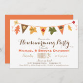 秋カラー離れバウンティングフラグ引っ越し祝いパーティーパーティー 招待状 (正面/裏面)