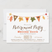 秋カラー離れバウンティングフラグ退職パーティー 招待状 (正面)