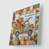 秋カントリーハーベストピックアップトラックの壁時計 スクエア壁時計 (傾斜)