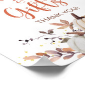 秋カードとギフトカボチャのシャワーパーティー記号 ポスター (角)