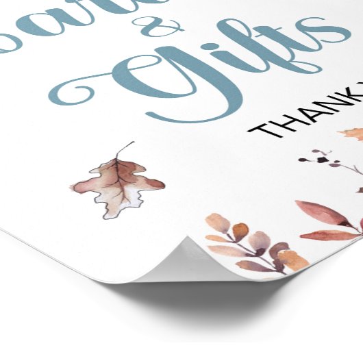 秋カードとギフトブルーピックアップトラックパーティー標識 ポスター (角)