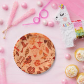 秋ガーデンコラージュ素朴な秋のヴィンテージオレンジ ペーパープレート (パーティー)