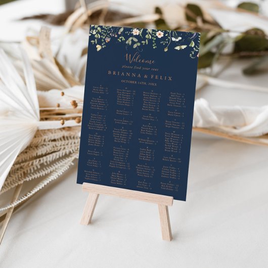 秋ガーデンワイルドフラワーアルファベット座席表 ポスター