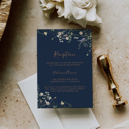 秋ガーデンワイルドフラワーウェディング エンクロージャーカード