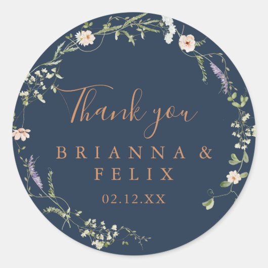 秋ガーデンワイルドフラワーサンキュー結婚式の引き出物 ラウンドシール (正面)