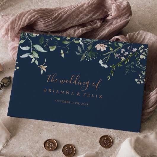 秋ガーデンワイルドフラワーミニマル結婚リスト ゲストブック