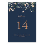 秋ガーデンワイルドフラワーミニマル結婚リスト テーブルナンバー (正面)