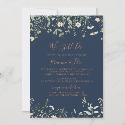 秋ガーデンワイルドフラワー我々はまだ誓いを更新する 招待状 (正面)