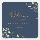 秋ガーデンワイルドフラワー結婚ズウェルカム スクエアシール (正面)