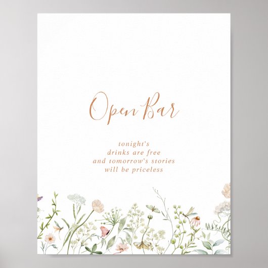 秋ガーデンワイルドフラワー結婚ズ開いたバー標識 ポスター (正面)