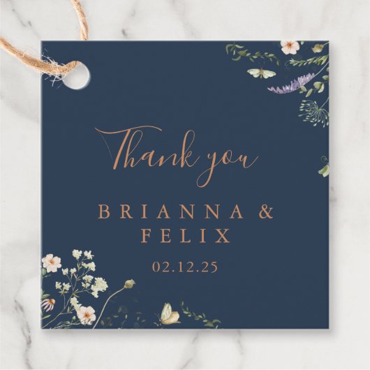 秋ガーデンワイルドフラワー結婚式の引き出物ラベル フェイバータグ (正面)