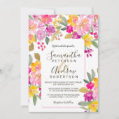 秋ガーデン明るいフローラの結婚水色 招待状 (正面)