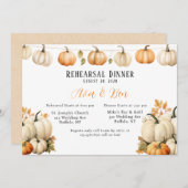 秋ガーランドパンプキ結婚ンズリハーサルディナー 招待状 (正面/裏面)