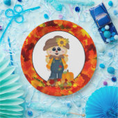 秋ガールかかし季節パーティー紙プレート ペーパープレート (パーティー)