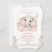 秋ガールエレファントカボンプキンスベビーシャワー招待状 招待状 (正面)