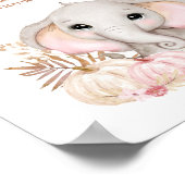 秋ガールエレファントベビーシャワーおむつラッフルサイン ポスター (角)