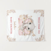 秋ガールエレファントベビーシャワーウェルカムサイン タペストリー (正面(横))