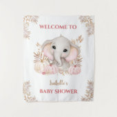 秋ガールエレファントベビーシャワーウェルカムサイン タペストリー (正面)