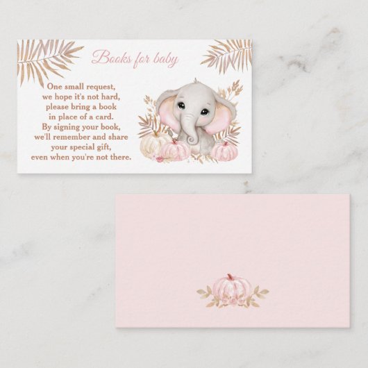 秋ガールゾウベビーシャワーブック エンクロージャーカード (正面/裏面)