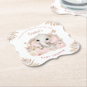 秋ガールピンクベビーシャワー紙コースター ペーパーコースター (アングル)