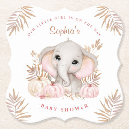 秋ガールピンクベビーシャワー紙コースター ペーパーコースター