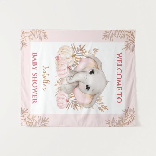 秋ガールピンク赤ちゃんシャワー歓迎サインタペストリー タペストリー (正面(横))