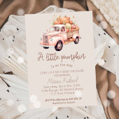 秋ガールベビーシャワーピンクパンプキントラック 招待状