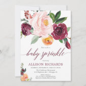 秋ガールベビー散布赤面ピンクブルゴーニュフローラ 招待状 (正面)