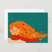 秋ガールレッドスカーフ ポストカード (正面/裏面)