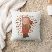 秋ガール秋の花と葉スケッチ クッション (ブランケット)