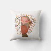 秋ガール秋の花と葉スケッチ クッション (裏面)