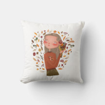 秋ガール秋の花と葉スケッチ