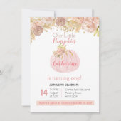 秋ガール金ゴールドカボチャ1st誕生日 招待状 (正面)