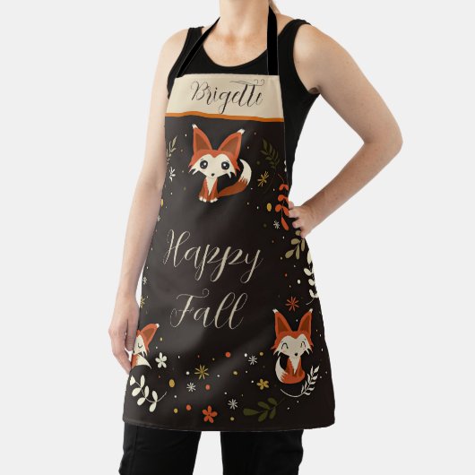 秋キツネとカスタマイズ可能な文字 パーソナライズされた エプロン (インサイチュ)