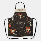 秋キツネとカスタマイズ可能な文字 パーソナライズされた エプロン (正面)