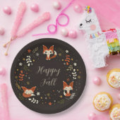 秋キツネとカスタマイズ可能な文字 ペーパープレート (パーティー)