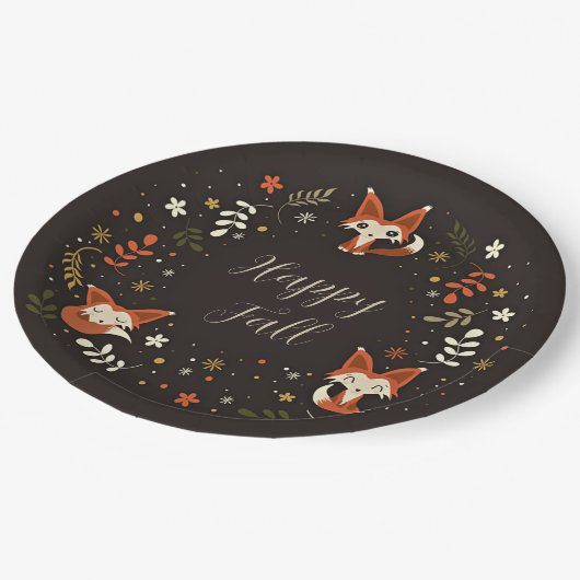 秋キツネとカスタマイズ可能な文字 ペーパープレート (アングル)