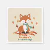 秋キツネウッドランド誕生日 スタンダードカクテルナプキン (正面)