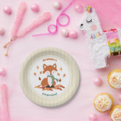 秋キツネウッドランド誕生日 ペーパープレート (パーティー)