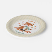 秋キツネウッドランド誕生日 ペーパープレート (アングル)