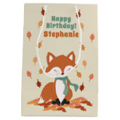 秋キツネウッドランド誕生日 ミディアムペーパーバッグ (裏面)