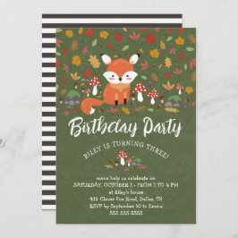 秋キツネキッズウッドランドバースデーパーティー 招待状
