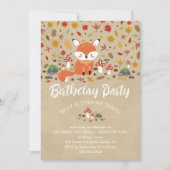 秋キツネキッズサンディウッドランド誕生パーティー 招待状 (正面)