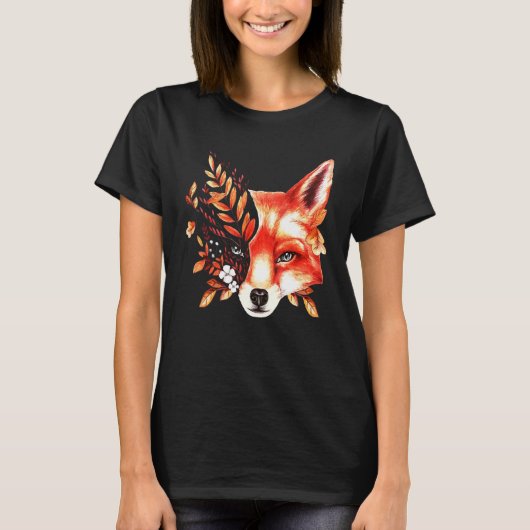 秋キツネ美動物秋 Tシャツ (正面)