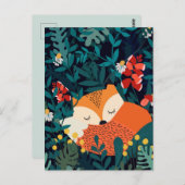 秋キツネ葉書 ポストカード (正面/裏面)