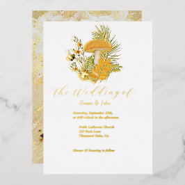 秋キノコ結婚式招待状箔招待状 箔招待状