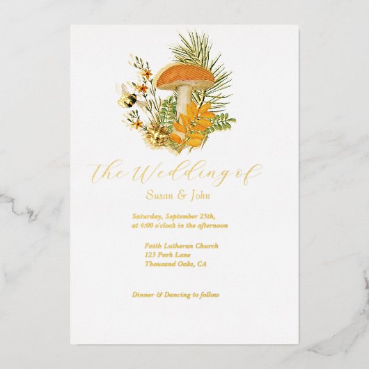 秋キノコ結婚式招待状箔招待状 箔招待状 (正面)