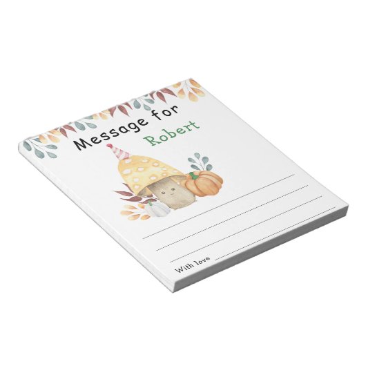 秋キノコ誕生日タイムカプセルメッセージ ノートパッド (アングル)