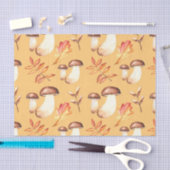 秋キノコ(デザイン30黄色/オレンジ系) 薄葉紙 (クラフト)